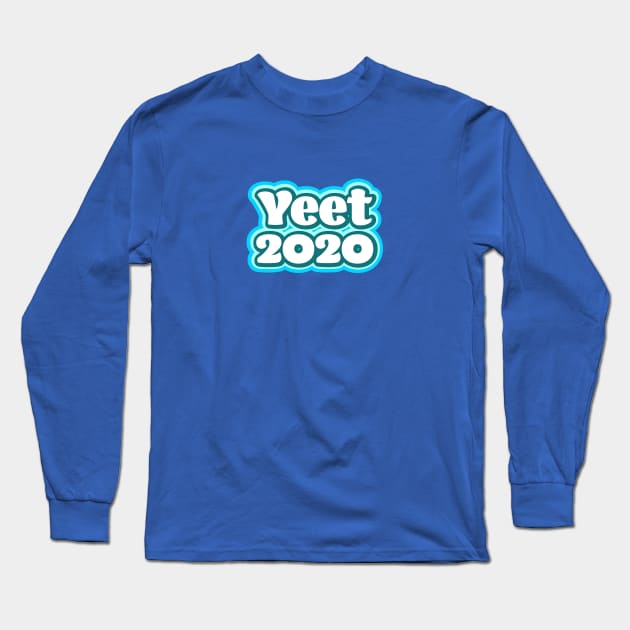 Yeet 2020 - Retro Blue Long Sleeve T-Shirt by Jitterfly